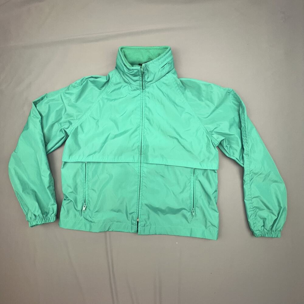 Eddie Bauer Mint Windbreaker Zip Jacket Women’s S Hooded 90s Nylon Retro